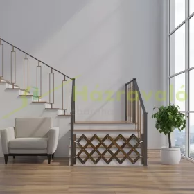   Biztonsági rács kihúzható bambusz panel 47,5-60 cm magas barna védőkerítés kutyák védelmére lépcsővédő