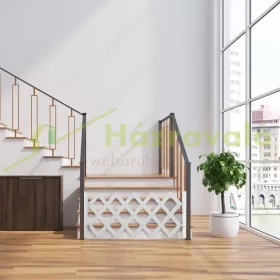   Biztonsági rács kihúzható bambusz panel 47,5-60 cm magas fehér védőkerítés kutyák védelmére lépcsővédő