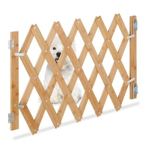 Safety grid extendable bamboo panel 47.5-60 cm high protective fence to protect dogs stair guard