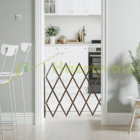   Biztonsági rács kihúzható bambusz panel 69-82,5 cm magas védőkerítés kutyák védelmére lépcsővédő