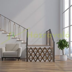   Biztonsági rács kihúzható bambusz panel 70-82 cm magas barna védőkerítés kutyák védelmére lépcsővédő