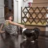 Safety grid extendable bamboo panel 70-82 cm high brown protective fence to protect dogs stair guard