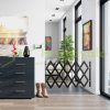 Safety grid extendable bamboo panel 70-82 cm high black protective fence to protect dogs stair guard