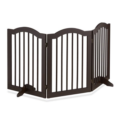 Space divider 70 cm high safety grid 3-panel protective fence to protect dogs or children brown protective fence