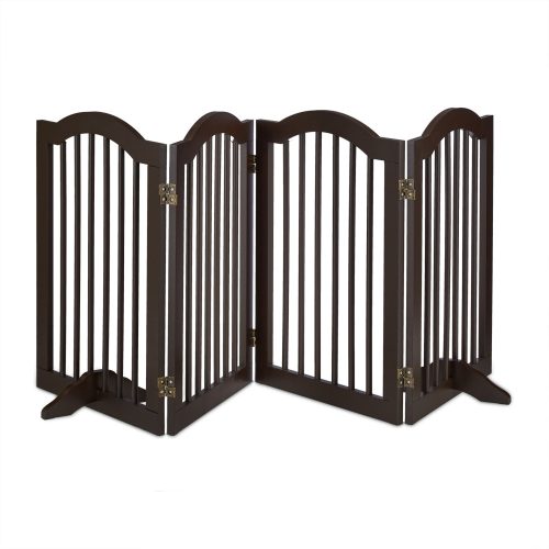 Space divider 70 cm high safety grid 4-panel protective fence to protect dogs or children brown protective fence