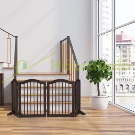   Térelválasztó 70 cm magas biztonsági rács 4 paneles védőkerítés kutyák vagy gyermekek védelmére barna védőkerítés