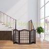 Space divider 70 cm high safety grid 3-panel protective fence to protect dogs or children brown protective fence