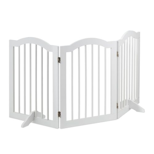 Space divider 70 cm high safety grid 3-panel protective fence to protect dogs or children white protective fence