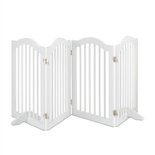 Space divider 70 cm high safety grid 4-panel protective fence to protect dogs or children white protective fence
