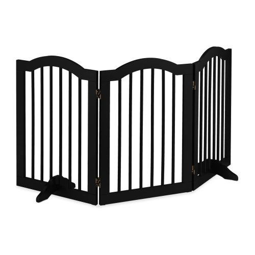 Space divider 70 cm high safety grid 3-panel protective fence to protect dogs or children black protective fence