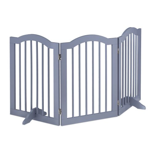 Space divider 70 cm high safety grid 3-panel protective fence to protect dogs or children gray protective fence