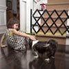 Safety grid extendable bamboo panel 87-97 cm high black protective fence to protect dogs stair guard
