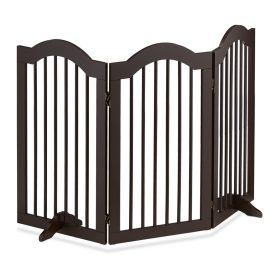  Térelválasztó 92 cm magas biztonsági rács 3 paneles védőkerítés kutyák vagy gyermekek védelmére barna