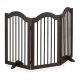 Térelválasztó 92 cm magas biztonsági rács 3 paneles védőkerítés kutyák vagy gyermekek védelmére barna