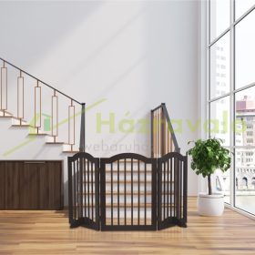   Térelválasztó 92 cm magas biztonsági rács 3 paneles védőkerítés kutyák vagy gyermekek védelmére barna