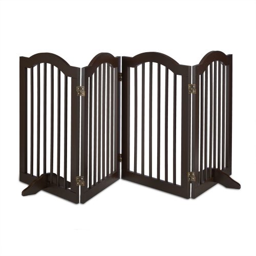 Space divider 92 cm high safety grid 4-panel protective fence to protect dogs or children brown