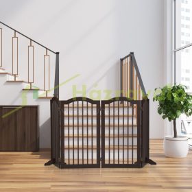   Térelválasztó 92 cm magas biztonsági rács 4 paneles védőkerítés kutyák vagy gyermekek védelmére barna