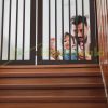 Space divider 92 cm high safety grid 4-panel protective fence to protect dogs or children brown