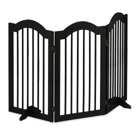   Térelválasztó 92 cm magas biztonsági rács 3 paneles védőkerítés kutyák vagy gyermekek védelmére fekete
