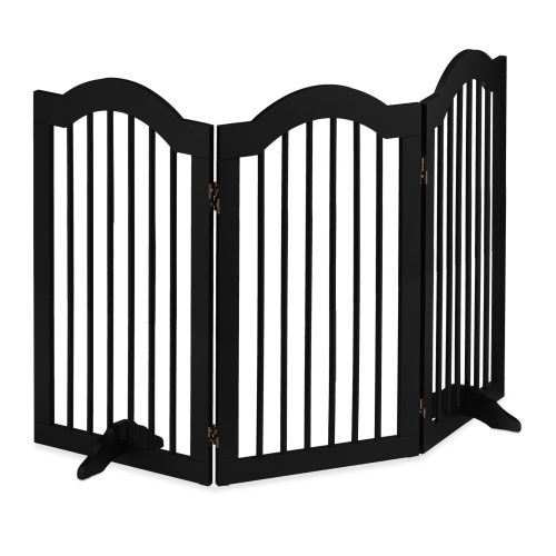 Space divider 92 cm high safety grid 3-panel protective fence to protect dogs or children black