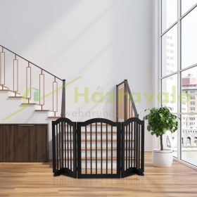   Térelválasztó 92 cm magas biztonsági rács 3 paneles védőkerítés kutyák vagy gyermekek védelmére fekete