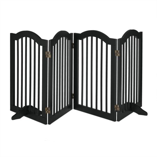 Space divider 92 cm high safety grid 4-panel protective fence to protect dogs or children black