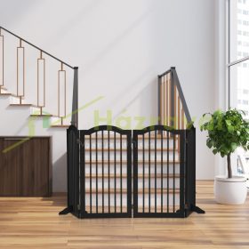   Térelválasztó 92 cm magas biztonsági rács 4 paneles védőkerítés kutyák vagy gyermekek védelmére fekete