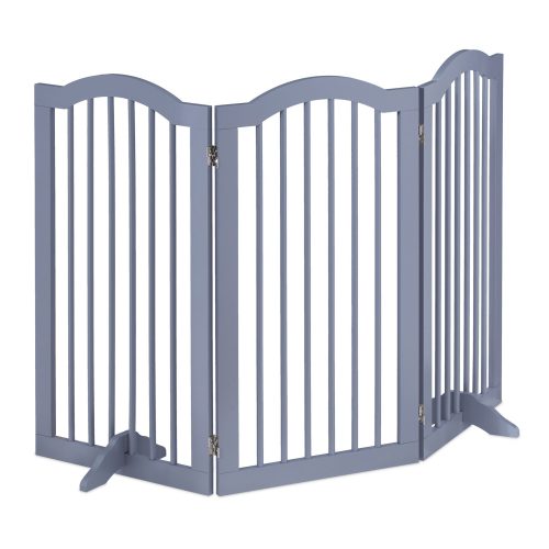 Space divider 92 cm high safety grid 3-panel protective fence for the protection of dogs or children, gray