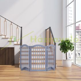   Térelválasztó 92 cm magas biztonsági rács 3 paneles védőkerítés kutyák vagy gyermekek védelmére szürke