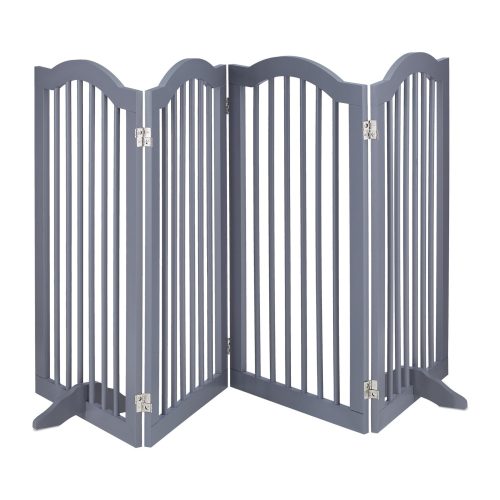 Space divider 92 cm high safety grid 4-panel protective fence to protect dogs or children gray