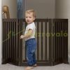 Security grid with partition door 3-panel protective fence for protecting dogs or children, brown