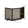 Security grid with partition door 3-panel protective fence for protecting dogs or children, brown