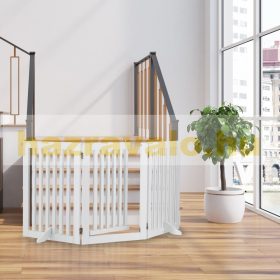   Térelválasztó ajtóval biztonsági rács 3 paneles védőkerítés kutyák vagy gyermekek védelmére fehér