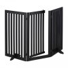 With partition door, 92 cm high safety grid, 3-panel protective fence for protecting dogs or children, black