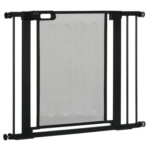 Safety guard grid for pets stair guard gate adjustable width 75-103 cm black closing grid for dogs