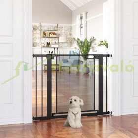   Biztonsági védőrács háziállatok számára lépcsővédő kapu állítható szélesség 75-103 cm fekete zárórács kutyákhoz