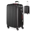 ABS keményfalú utazóbőrönd L méret 62 liter, 360°-os kerekekkel, fekete színben