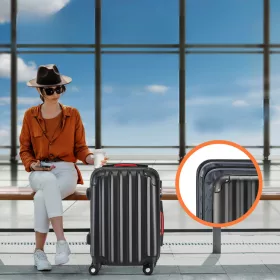   ABS keményfalú utazóbőrönd L méret 62 liter, 360°-os kerekekkel, fekete színben