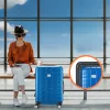 3 részes ABS keményfalú bőrönd szett TSA zárral, 360°-os kerekekkel, kék színben