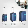 3 részes ABS keményfalú bőrönd szett 360°-os kerekekkel, kék színben, praktikus kiegészítőkkel