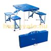 Camping table suitcase table 4 folding chairs for picnic blue