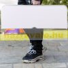 Suitcase table with 2 benches folding, adjustable height picnic table set white 90x60x55/62/70 cm