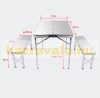 Suitcase table with 2 benches folding light picnic table set with aluminum frame 90x66x70 cm