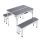 Suitcase table with 2 benches foldable, adjustable height picnic table set gray 90x60x55/62/70 cm