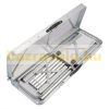 Suitcase table with 2 benches foldable, adjustable height picnic table set gray 90x60x55/62/70 cm
