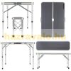 Suitcase table with 2 benches foldable, adjustable height picnic table set gray 90x60x55/62/70 cm