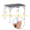Suitcase table with 2 benches foldable, adjustable height picnic table set gray 90x60x55/62/70 cm