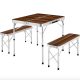 Suitcase table with 2 benches folding light picnic table set with aluminum frame 