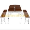 Suitcase table with 2 benches folding light picnic table set with aluminum frame 