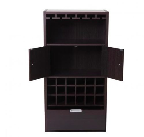 Wine cabinet 120x62x35 cm bar cabinet for 18 bottles bottle holder wood dark brown